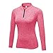 WOWENY 1/4 Fermeture Éclair Tops Shirt de Course à Pied à Entraînement Fitness Yoga Manches Longue à T-Shirt Sweatshirts de Sport pour Femmes(Plus Cashmere) (S, Rose Rouge)