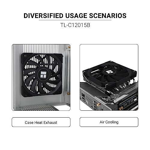 Image of Thermalright C12015B CPU Fan Computer case Fan Quiet 4pin PWM PC Fan,15mm Slimline Cooler Fan,120mm CPU Cooling(Black)