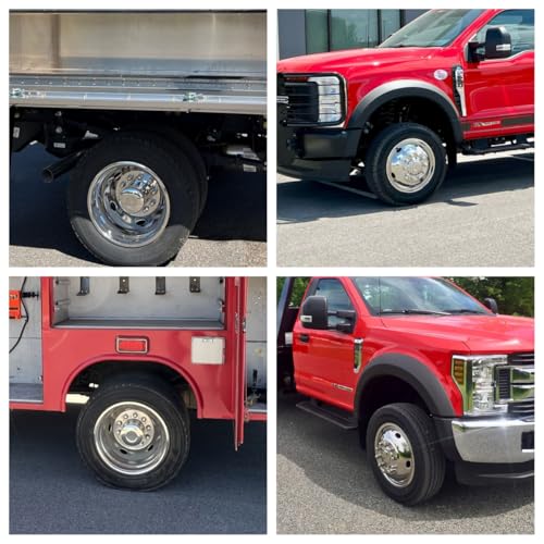 Image of 19.5 inch Anti Rust Polished Stainless Steel Dually Wheel Simulator Set, Fits Dodge Ram 4500 /5500 2012-2025 - Durable and Attractive - Bolt-On Hubcaps, 10 Lug, 5 Hand Hole Design - with Tools