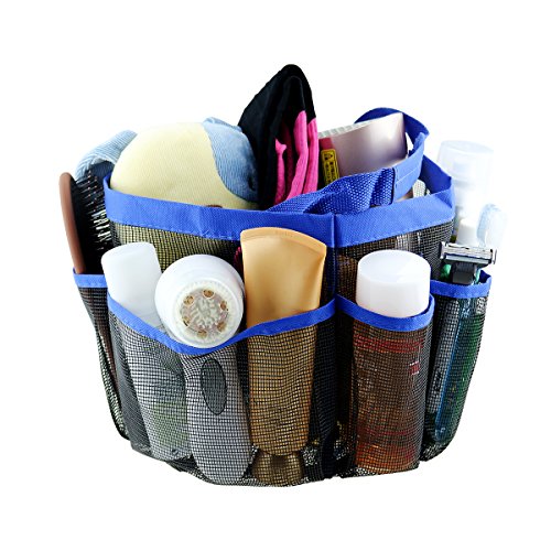 Shayson Portable en Maille Filet Organiseur de Caddy de Douche Cosmétique Sacs de Rangement avec 8 Poches Filet résistant aux moisissures résistant à l'eau ou à la Maison de Voyage Gym Camp de Bain