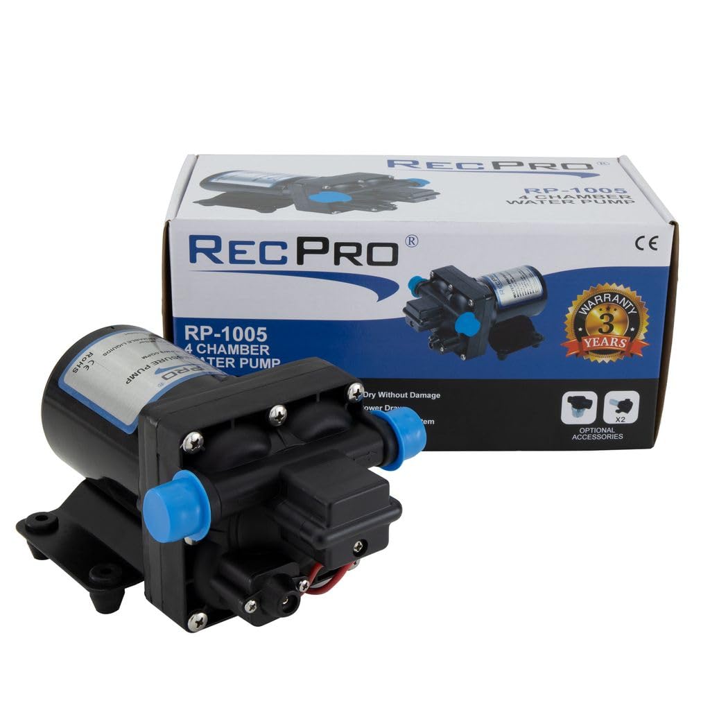 RecPro RV Water Pump Direct Replacement for Shurflo 4008-101-A65 3.0 GPM | 12V Water Pump | Self-Prime | Camper Water Pump | RV Plumbing