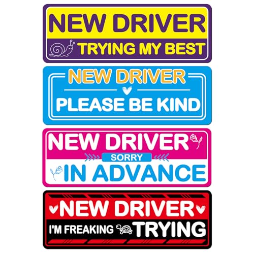 4Pcs Student Driver Magnetic Car Stickers for Beginners New Magnetic Student Driver Stickers Signs for Car Bumper Safety Decoration Supplies Suitable for Students and Novices as Auxiliary Equipment
