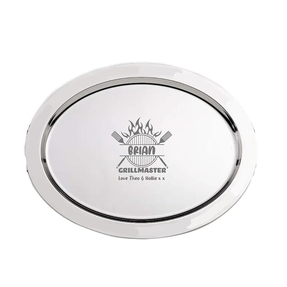 Personalised Enamel Stainless Steel Serving Platter, BBQ Grill Plate Gift, Dad Gift, Personalized Plate. Stocking Filler, Fathers Day, Roast