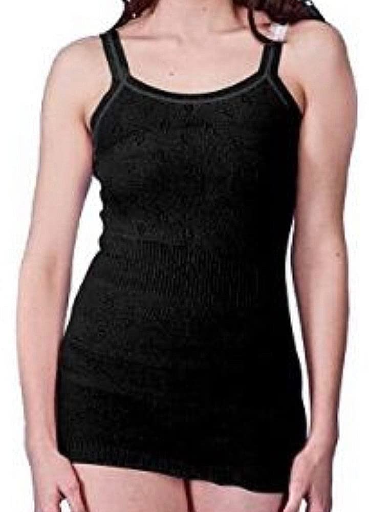 Top Linen (Nw) Ltd Women's French Neck Long Vest Round Neck Black Thermal Vest - Black Underwear For - Soft French Neck Long Winter Warm Vest - Made In Uk (Round Neck Black, Large)