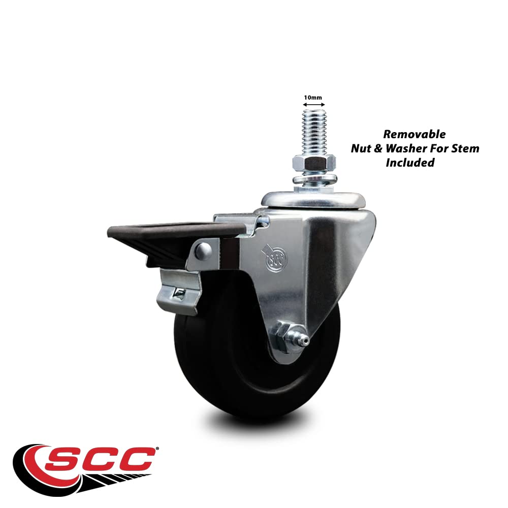 Hard Rubber Swivel Threaded Stem Caster w/3.5