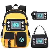 Scothen Boys Backpack, Cool Luminous School Backpacks for Boys with Lunch Bag Pencil Case, Kids Backpack Kindergarten Elementary Middle School Book Bags for Teen Boy Children with USB Charging Port