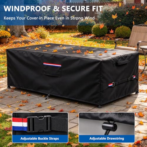 Image of Outdoor Rectangular Fire Pit Cover for 42 Inch Firepit Table,42 inchLx21 inchWx15 inchH