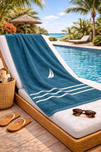 Image of NAUTICA Bamboo Towel for Bath Larg Size | 1pc Bath Towel (Oasis) | 500GSM (40cm x 60cm) | Fade Resistant |Perfect for Everyday Use | Blue