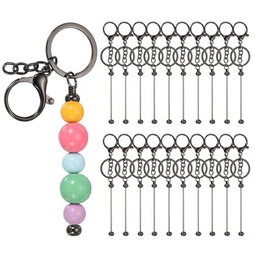Porte-clés perlés en métal gris PATIKIL pour fabriquer des bijoux personnalisés sans outil