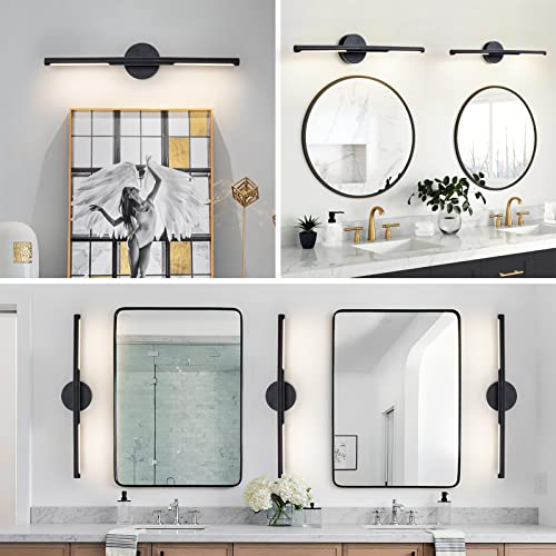 Linseeds RD-7516-2-BK Matte Black Bathroom Light Fixtures Over Mirror 24 Inch, 18W 360° Rotatable Dimmable 4000K Led Vanity Light Bar thumb #1