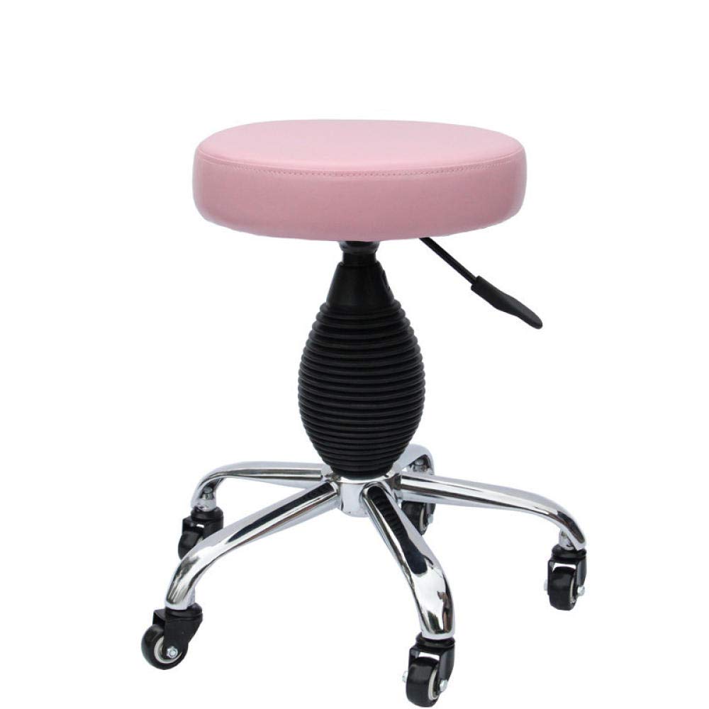 Tabouret à hauteur réglable rose 45-57 cm avec assise selle en cuir PU