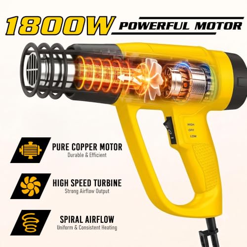 Image of VORMIR VR HG18-55 Hot Air Tool 1800W, 400C-700C Temperature Range, 300-550L /min Air Flow Heat Gun for DIY & Professional Use - 12 Months Warranty
