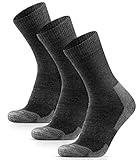 HIYATO Wollsocken Herren & Damen - Gepolstert, 60% Merinowolle Wandersocken, Thermosocken - 3 Paar für Trekking und Sport (43-46, 3 Paar | Grau)