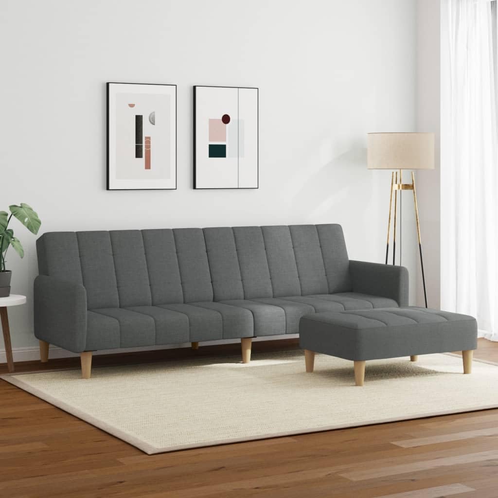 Homgoday Sofá Cama de 2 plazas con Taburete Tela Gris Oscuro, Sillones de Televisión, Sofás de Descanso Relax, Sofas De Salon, Hogar Sofa Muebles，Asientos Tapizados para Salón