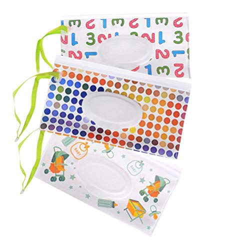 1 bolsa de viaje para toallitas húmedas para bebé, con dispensador portátil recargable, reutilizable, diseño aleatorio 3pcs
