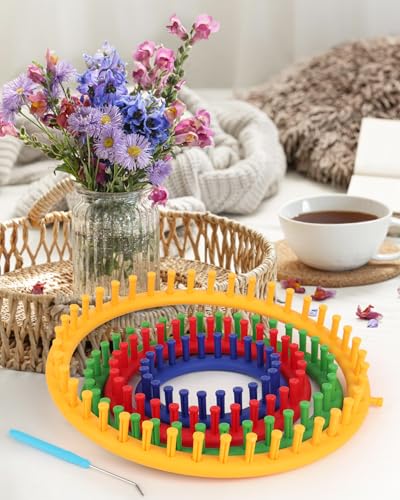 Image of Aeelike 2 PCS Round Knitting Loom for Hat Socks DIY Crafts, 9.4inch