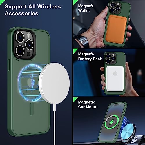Image of MOCCA Strong Magnetic for iPhone 14 Pro Max Case [Compatible with Magsafe] [10FT Military Grade Protective] Translucent Matte Slim Shockproof Case for iPhone 14 Pro Max 6.7 inch -Midnight Green