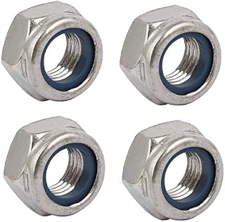 sourcingmap 4pcs M12 x 1.5mm Pitch Metric Fine Thread 304 Stainless Steel Hex Lock Nuts
