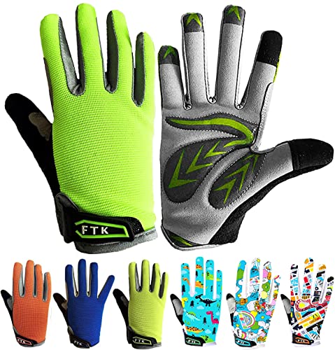 LOVMEAD Fahrradhandschuhe Kinder für Jungen Mädchen Alter 4-12 MTB Handschuhe Paar Outdoor Sport Rennrad Fahrrad Bike Handschuhe Frühling Sommer (S Grün)