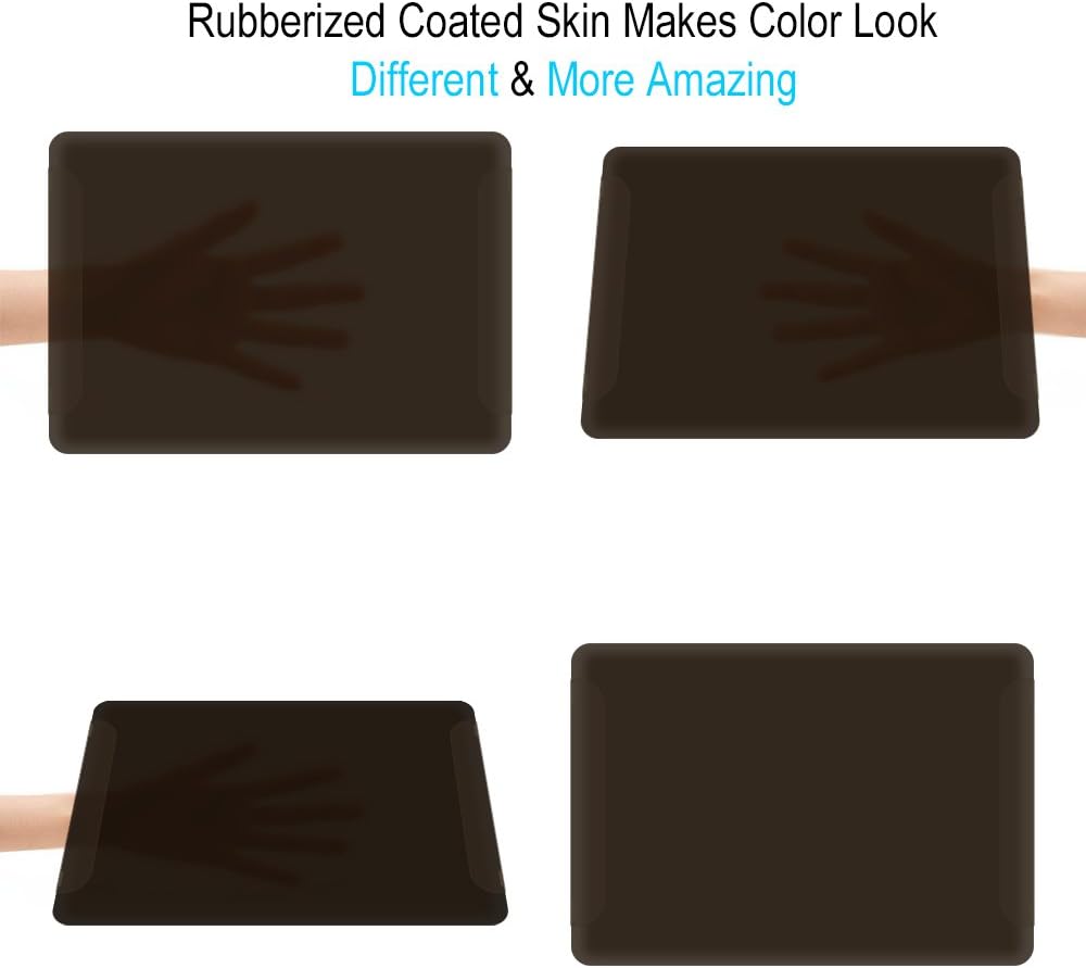 Hard Case for MacBook Air 11, Ultra Slim Lightweight Rubberized Coated Cover Mac Book 11 Inch Laptop, Flexible Translucent Hazy See-Thru Logo Rubber Shell (A1370 / A1465) A11 - Black