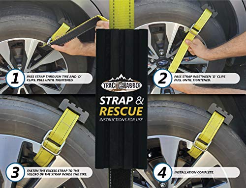 Tracgrabber Tire Traction Device For Cars & Small Suvs, Set Of 2 - Easy To Install Anti Skid Emergency Tire Straps To Get Unstuck From Snow, Mud, & Sand - A Snow Traction Mat Or Tire Chain Alternative #TOP5