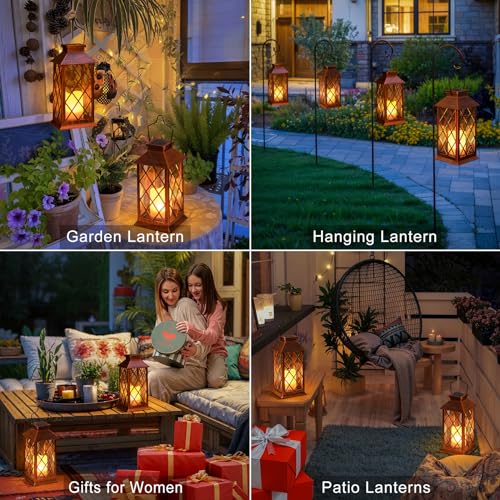 Homeimpro 2Pack 11 Inch Outdoor Solar Lanterns Waterproof Garden Flickering Flameless Candle Mission Lights For Patio, Table ,Outdoor,Party, Yard,Lawn,Mothers' Day Gifts For Mom thumb #1