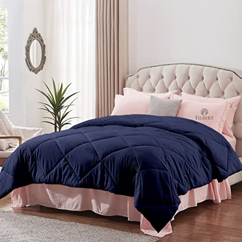 Image of Filbert - Winter Comforter Single Bed 300 GSM Microfiber Blanket for Winter Soft & Cozy Diamond Stitch Quilt (60 inch x 90 inch Inches /152cm x 228cm) - Comforter Single Bed|Navy Blue