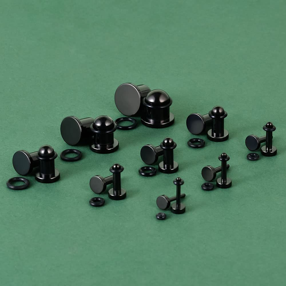 TBOSEN 18 Pieces Surgical Stainless Steel Stretching Kit Plugs Expander Single Flat Top Body Piercing Jewellery Set 14G-00G