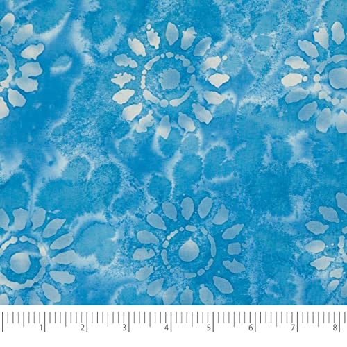 Singer Fabrics-100% Cotton, Batik Collection, Light Sky Blue Sunflower, Cut