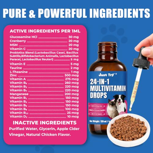 Just Try 24-in-1 Multivitamin Drops, Dog&cat Vitamins and Supplements,120ml - Image 5
