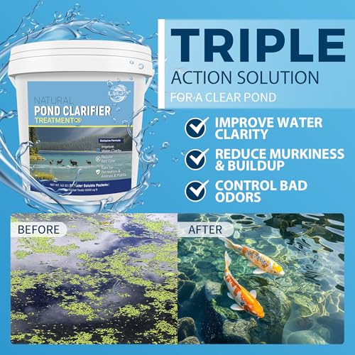Image of LMJP Pond Clarifier Treatment - 36 Packets Natural Pond Water Clear for Outdoor Lakes - Beneficial Enzymes to Improve Water Clarity & Eliminate Odor - Treats Up to 432,000 Sq Ft