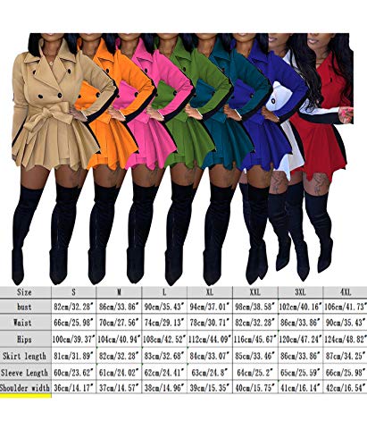 CXINS Women's Fashion Long Sleeve Lapel Double-Breasted Thick Wool Trench Coat Jacket with Belt Swing Mini Dress4