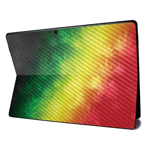Image of MightySkins Carbon Fiber Skin for Microsoft Surface Pro X - Rasta Rainbow | Textured Carbon Fiber Finish | Easy to Apply, Remove, and Change Styles | Made in The USA