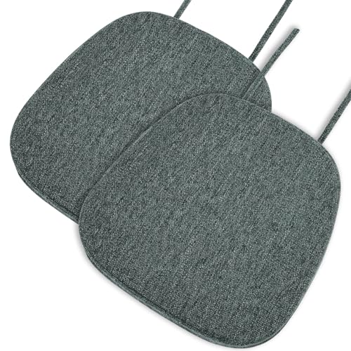 Image of baibu 14x14 Memory Foam Metal Chair Cushions Set of 2, Dual-Layer Design Non-Slip Metal Dining Chair Pads Kitchen Seat Cushion with Machine Washable Cover, 2 Counts, Dark Grey