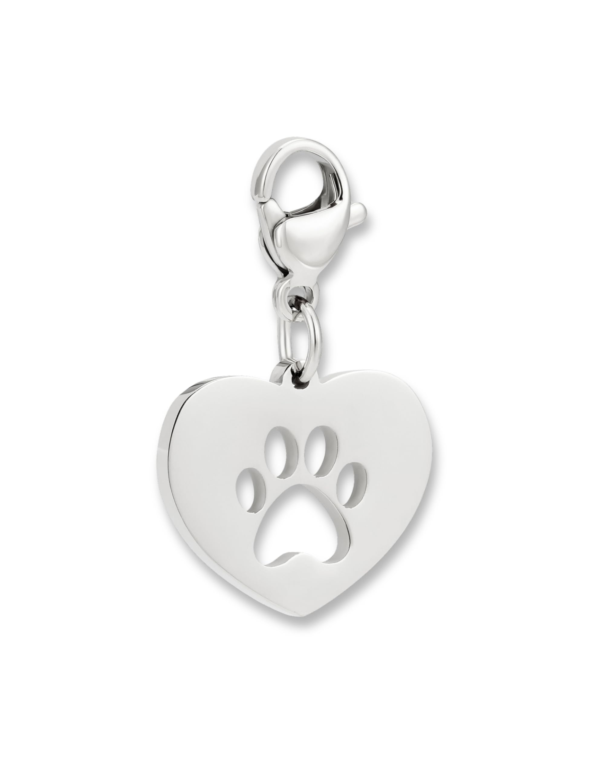 GD GOOD.designs Charms ciondolo con chiusura a moschettone | Ciondolo per collana in acciaio inox 316L | Charm per bracciale, color argento | Resistente all'acqua