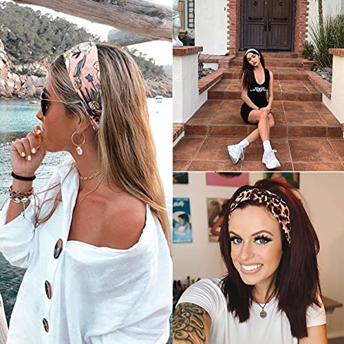 Image of DRESHOW Yoga Running Leopard Headbands for Women Elastic Non-Slip Headbands Sports Workout Hair Bands 16 Pack