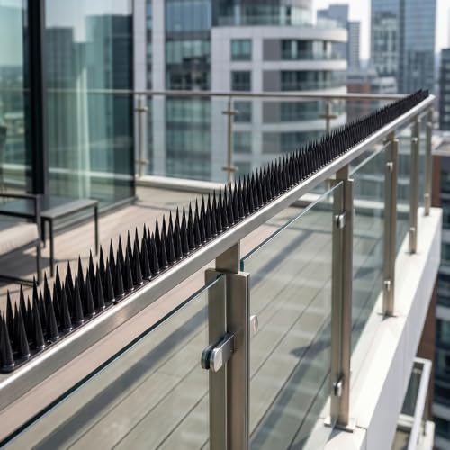 Image of PikArt Bird Spikes(Pack of 5) Anti Pigeon Spikes for Balcony, Windows, AC Units & Ledges | Humane, UV-Resistant Bird Deterrent for Home and Office Use (Black)