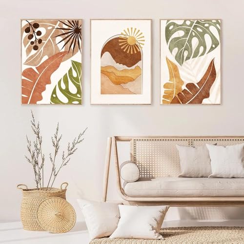 Póster Nórdico de Hojas de Palmera y Láminas Decorativas de Lienzo Bohemio para Pared 60x80