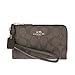 Coach Signature Double Corner Zip PVC Coated Canvas Leather Wristlet 64131 (Brown/Black)