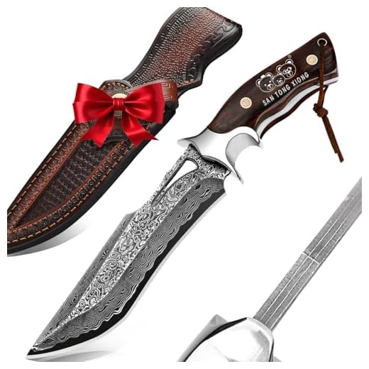 Handmade Damascus Fixed Blade Bowie Knife