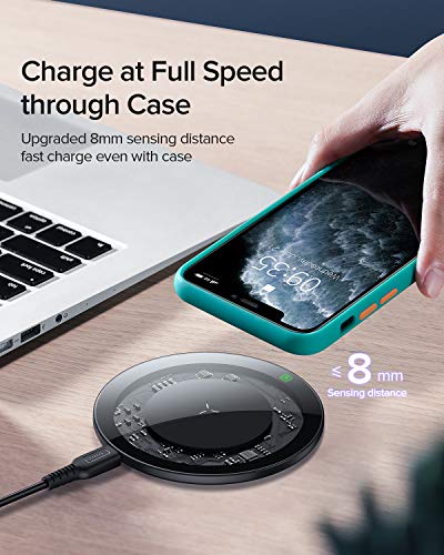 INIU Caricabatterie Wireless, 10W Tappetino di Ricarica Wireless con Certificato Qi a Ricarica Rapida con NTC Temp° Guardia per iPhone 11 Pro XS Max X 8 Plus AirPods Samsung S20 S10 S8 Note 10 Google