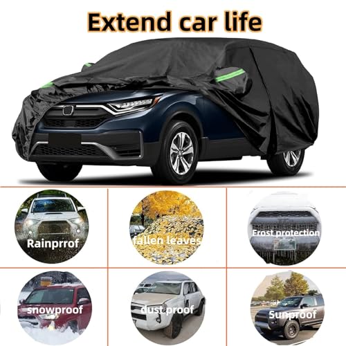 Image of 2026 Upgraded Car Cover for Honda CRV Custom Fit LX, EX, EX-L, Sport Hybrid, Touring 1996-2026, Waterproof Full Exterior Windproof Snow Proof Rain Sun Hail Protection with Door Zipper & Inner Cotton