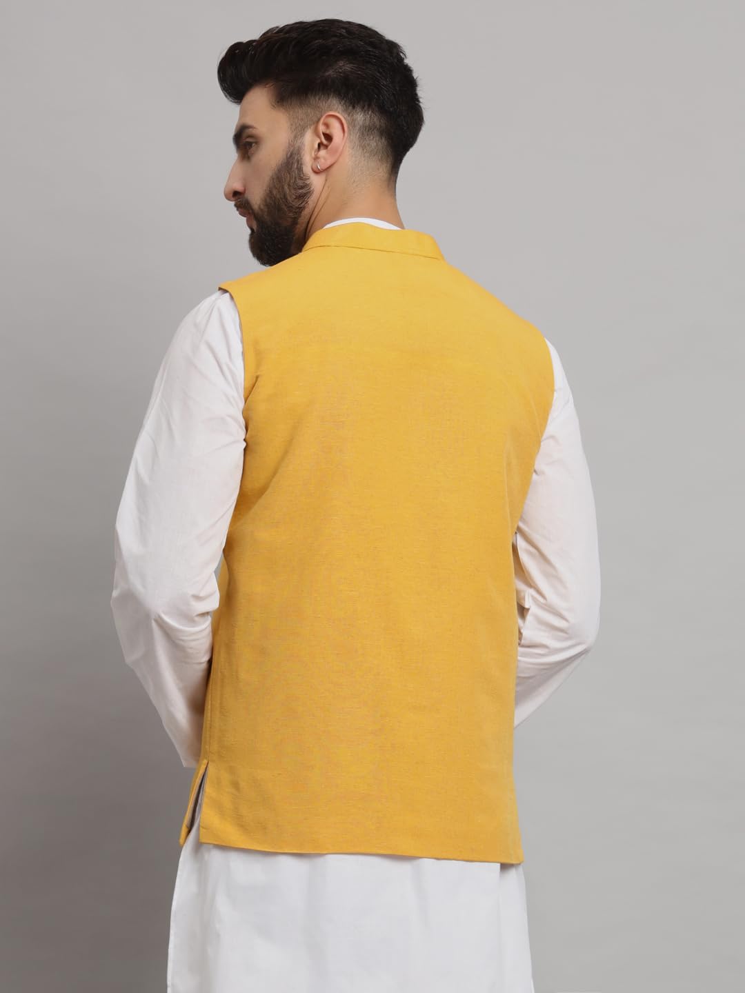 LATEST CHIKAN Men's Traditional Cotton Solid Nehru Jacket/Waistcoat -SADRI-DB-Y-42 - Image 4 thumbnail