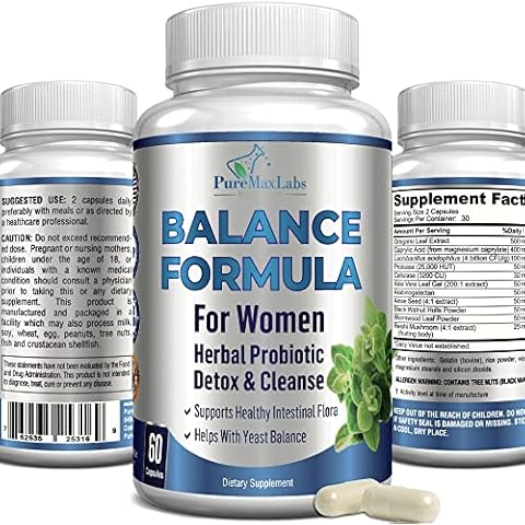 YUMMYVITE Balance Complex for Women - for Vaginal Health, Herbal Detox & Cleanse, Vaginal Probiotics, Supports Healthy Intestinal Flora, Helps with Yeast Infections 60 Capsules Cover