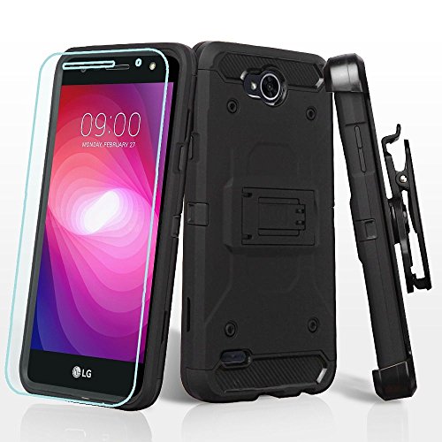 MyBat 3-in-1 Kinetic Hybrid Protector Cover Case for LG X Power 2 - Black/Black