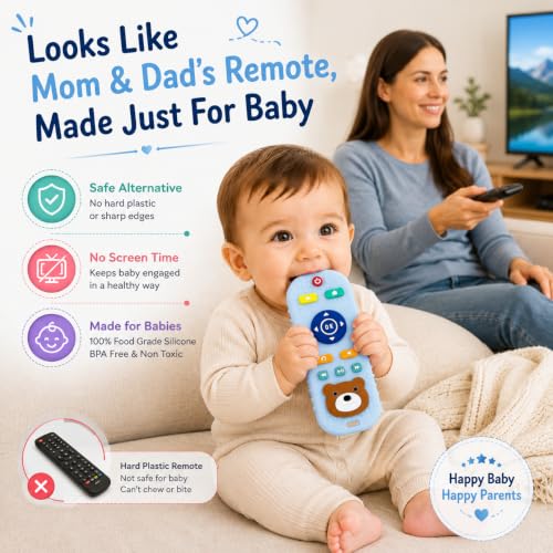 Image of CHICAGOZONE Premium Baby Silicone Teether Ring Toy - BPA Free Soft Teething Toy for Infants, Multi-Texture Sensory Chew Toy, Easy Grip Teether for Babies 3-12 Months, Cute Animal Design (Multicolor) (BLUE PANDA)