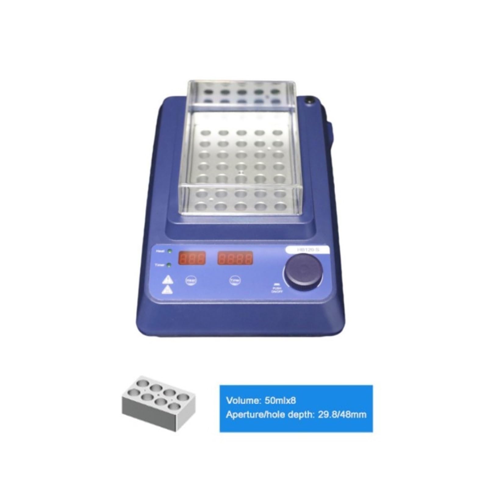 Incubadora de baño seco termostática con Pantalla Digital con Bloque de calefacción 0,5/1,5/2/5/15/50ml 120 ℃ Equipo de Laboratorio de calefacción(50ml)