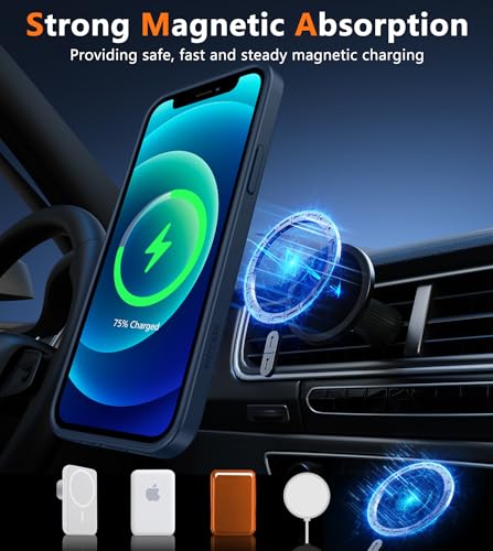 Image of FNTCASE for iPhone 12 Case Blue: for iPhone 12 Pro Magnetic Matte Textured Military Grade Drop Protection Translucent Cell Cover - Slim Durable Shockproof Protective Bumper