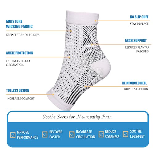 Image of Neuropathy Socks for Women, 6Pairs Compression Socks for Neuropathy Pain | Soothe Compression Socks for Neuropathy Pain, Ankle Brace Plantar Fasciitis Swelling Relief (L /XL)