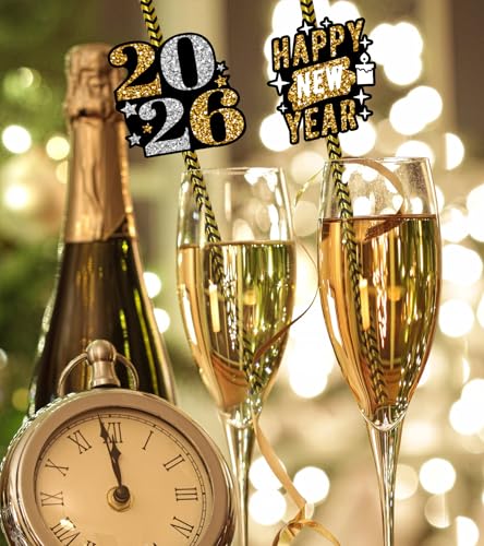 48 pitillos Happy New Year 2026 decorativos miniatura 7